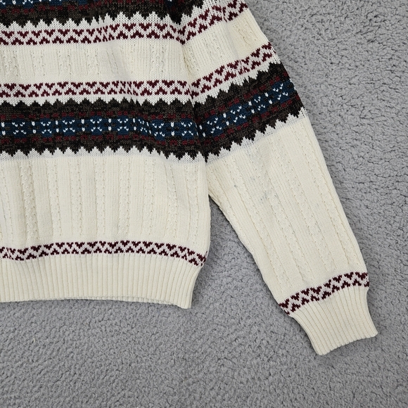 Vintage Grandpa Romanian Knitted Sweater Large Long Sleeve Cream - Picture 3 of 9